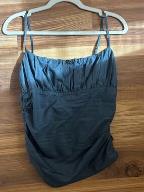 Reformation Ruched Spaghetti Strap Tank Top - Slate Blue